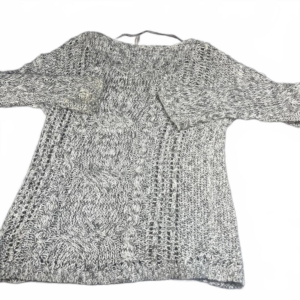 Free People Womans Small $95 Cable Knit Sweater Gray pegasus west end Pullover - Picture 4 of 9